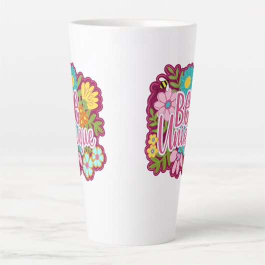 Be Unique motivational flower design カフェラテマグ (正面)