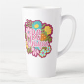 Be Unique motivational flower design カフェラテマグ (右)