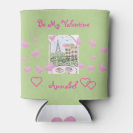 Be Valentine Watercolor Paris Eiffel Tower PHOTO 缶クーラー