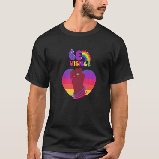 Be visible Queer LGBT  1 Tシャツ (正面)