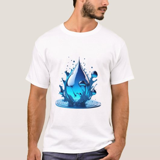 「Be Water」ドロップデザイン 高品質 Tシャツ (正面)
