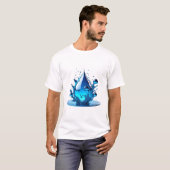 「Be Water」ドロップデザイン 高品質 Tシャツ (正面フル)