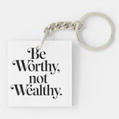 "Be Worthy, not Wealthy" - Typographie motivation キーホルダー (裏面)