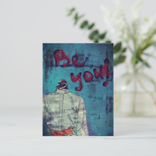 Be You Bird Mixed Media ポストカード (スタンド正面)