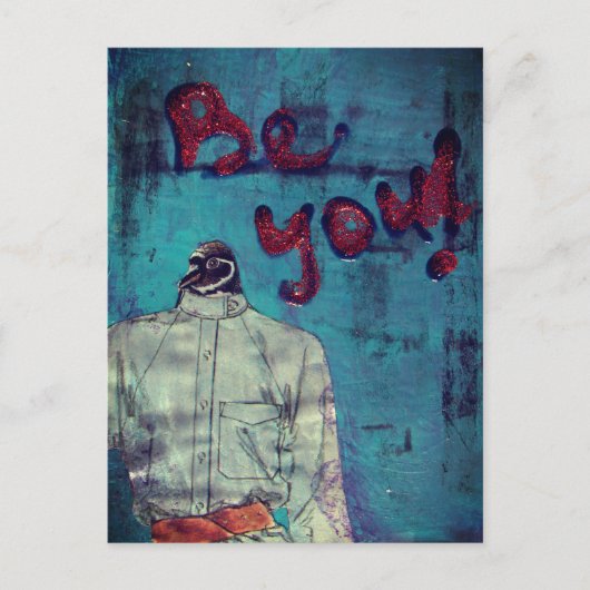 Be You Bird Mixed Media ポストカード (正面)