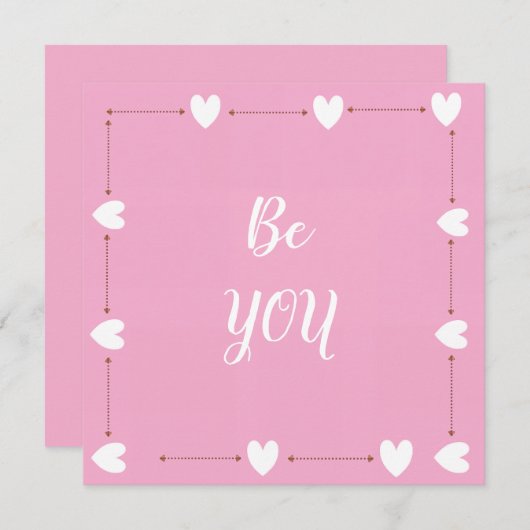 Be You Card – Minimal Pink Inspirational Card (正面/裏面)