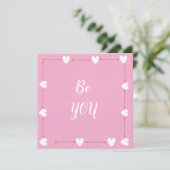 Be You Card – Minimal Pink Inspirational Card (スタンド正面)