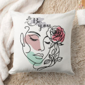 Be You Face Line Art Woman Face Line Art クッション (ブランケット)