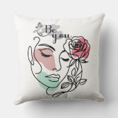 Be You Face Line Art Woman Face Line Art クッション (裏面)