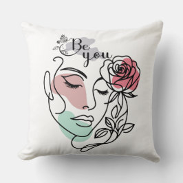 Be You Face Line Art Woman Face Line Art クッション