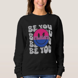 Be You Groovyスマイル顔ヒッピーLGBTQバイセクシュアルPri スウェットシャツ