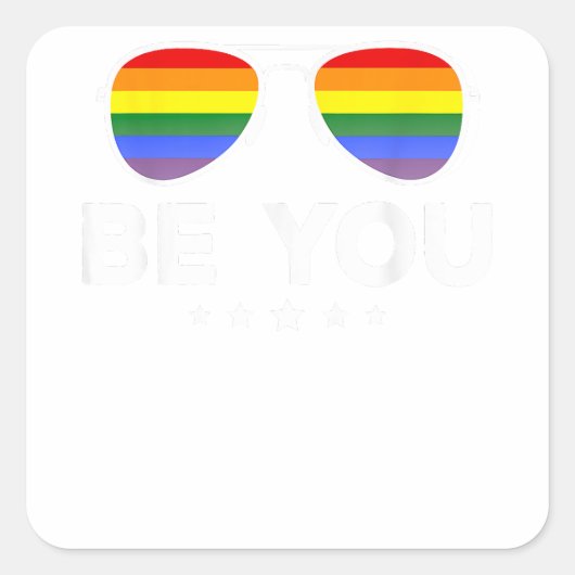Be You LGBTレインボーサングラス スクエアシール (正面)