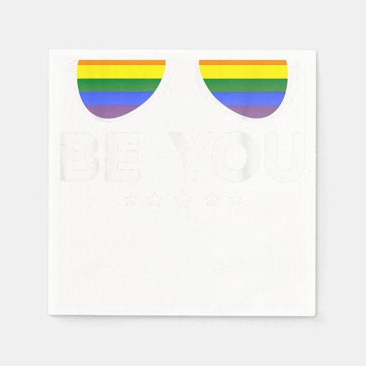 Be You LGBTレインボーサングラス スタンダードカクテルナプキン (正面)