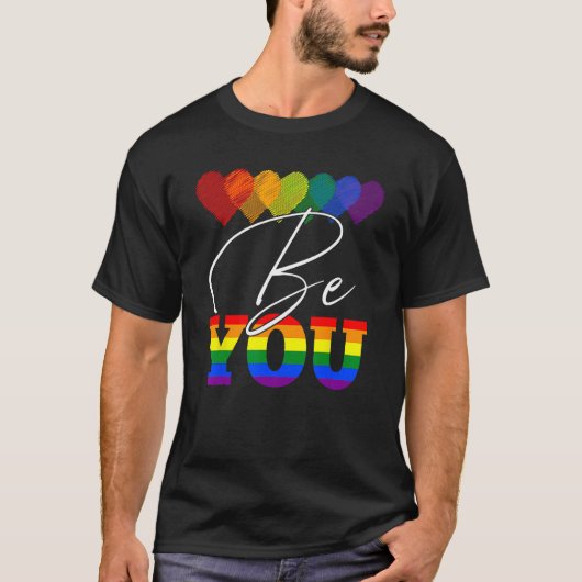 Be You LGBT Rainbow Heart LGBTQ Ally Gay Pride Mon Tシャツ (正面)
