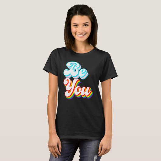 Be You LGBTQ pride rainbow and trans flag Tシャツ (正面フル)