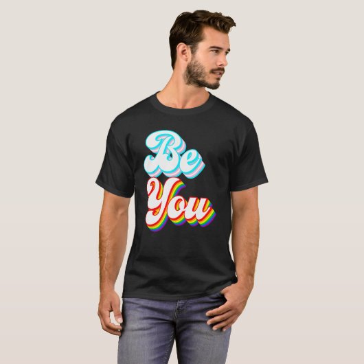 Be You  LGBTQ pride rainbow and trans flag Tシャツ (正面フル)