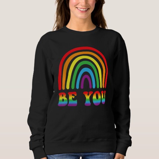 BE YOU Rainbow LGBT Flag Gay Pride Month Lesbian スウェットシャツ (正面)