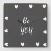 Be You Wall Clock – Minimal Modern Inspirational  スクエア壁時計 (正面)