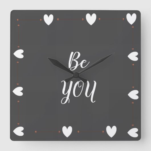 Be You Wall Clock – Minimal Modern Inspirational  スクエア壁時計 (正面)