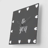 Be You Wall Clock – Minimal Modern Inspirational  スクエア壁時計 (傾斜)