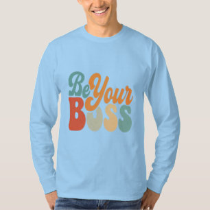 "Be Yourボス"言葉付き青いTシャツやる気を起こさせる Tシャツ