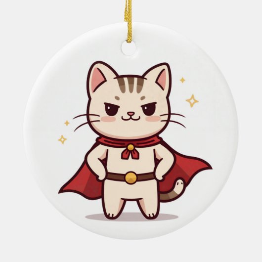 Be Your Own Hero Cute Cat Hero セラミックオーナメント (裏面)