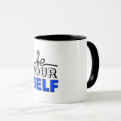 "Be Your Self" Inspirational Black and White Mug マグカップ (正面右)