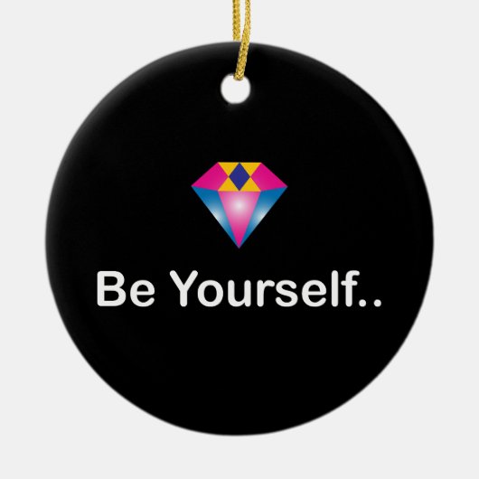 Be Yourselfやる気を起こさせる引用文、カラフル・ダイヤモンド セラミックオーナメント (正面)