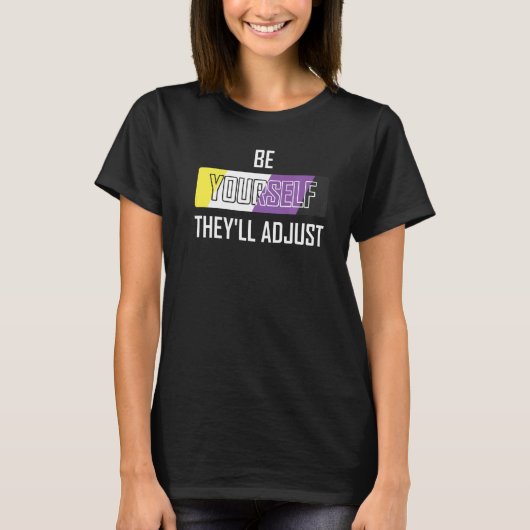Be Yourselfバイナリ以外のフラグカラーTr Tシャツ (正面)