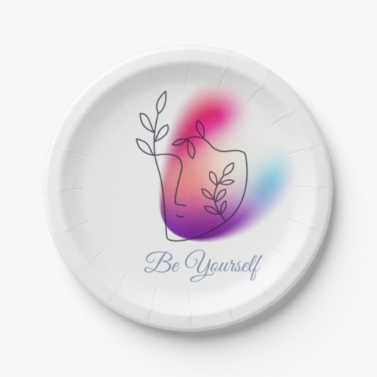 Be Yourself"デザイン7"ラウンド紙プレート ペーパープレート (正面)