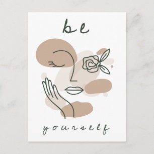 Be Yourself 意欲を起こ Words抽象芸術顔 ポストカード