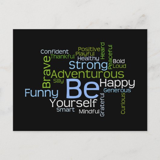 BE YOURSELF 感動的 Word Cloud ポストカード (正面)