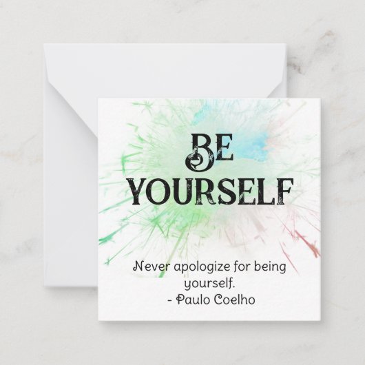 *~* BE YOURSELF AP62 Paulo Coelhoフラットノートカード ノートカード (正面)