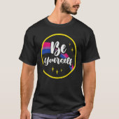 Be Yourself Bisexual Rainbow Bi Pride Flag Lgbtq W Tシャツ (正面)