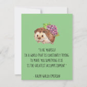 Be Yourself Emerson引用文with Hedgehog Flat Card (正面)