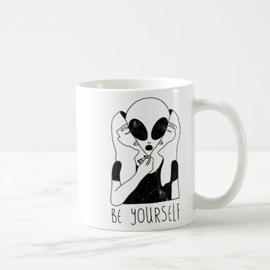 Be Yourself - Funny Alien Motivational S  コーヒーマグカップ (右)