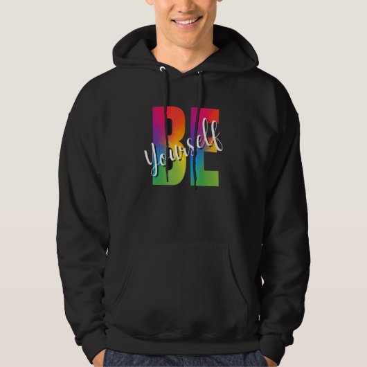 Be Yourself LGBT-Q Gay Lesbian Bi Trans Pride Squa パーカ (正面)