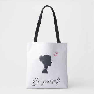 Be Yourself - Minimalist girl silhouette tote bag トートバッグ