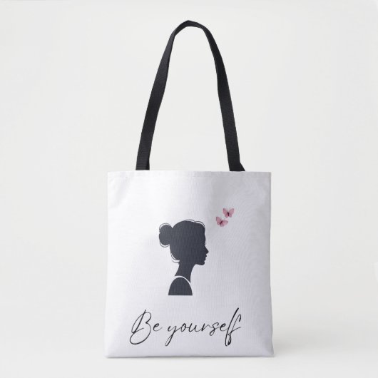 Be Yourself - Minimalist girl silhouette tote bag トートバッグ (正面)