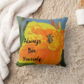 Be Yourself Orange Lily Photo Bee Pun自然 クッション (ブランケット)