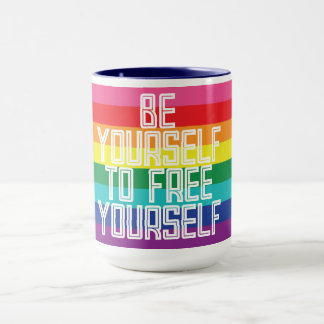 BE YOURSELF TO FREE YOURSELF RAINBOW マグカップ