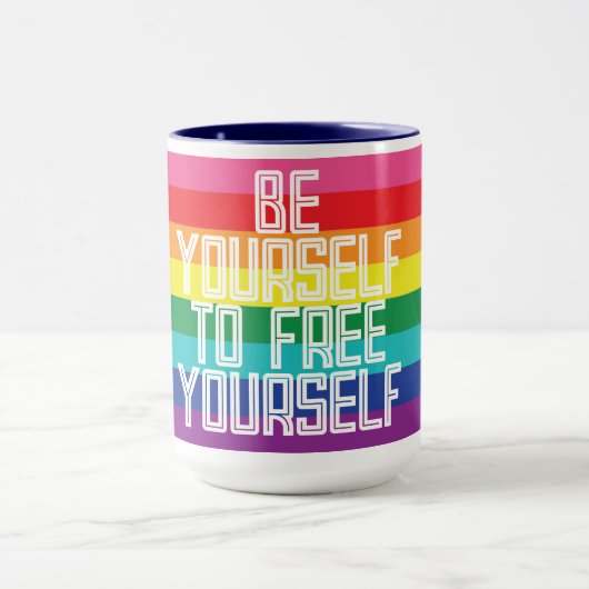 BE YOURSELF TO FREE YOURSELF RAINBOW マグカップ (中央)