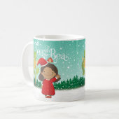 Beaのクリスマスのマグが付いている茶 コーヒーマグカップ (正面左)
