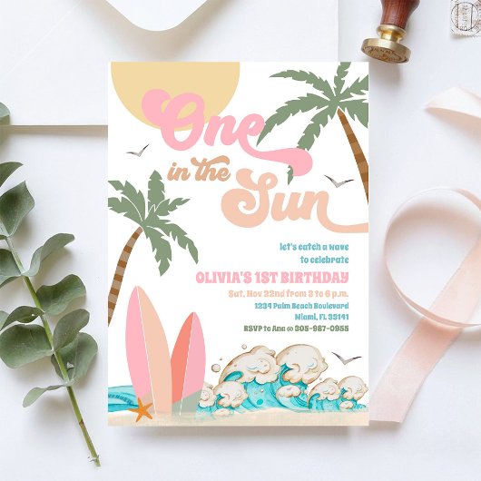 Beach 1st Birthday Party Invitation 招待状