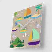 Beach Abstract スクエア壁時計 (傾斜)