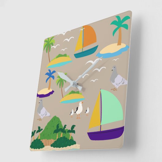 Beach Abstract スクエア壁時計 (傾斜)