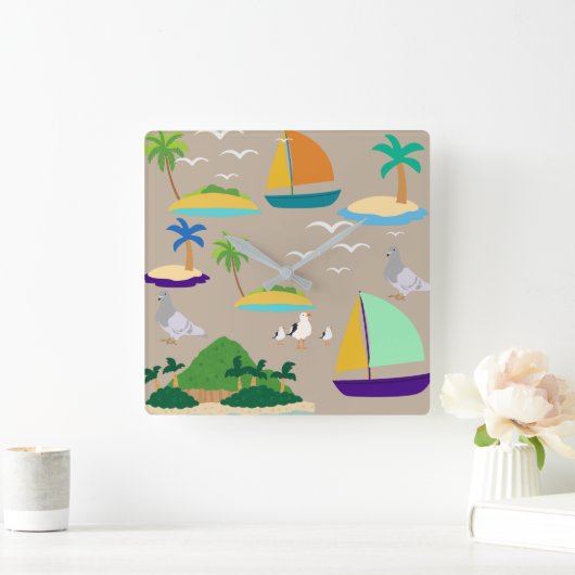 Beach Abstract スクエア壁時計 (ホーム)