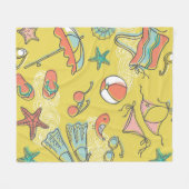 beach accessories. seamless pattern フリースブランケット (正面(横))