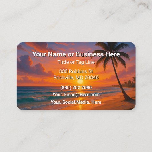 Beach and Palm Trees Business Card Personal 名刺 (正面)