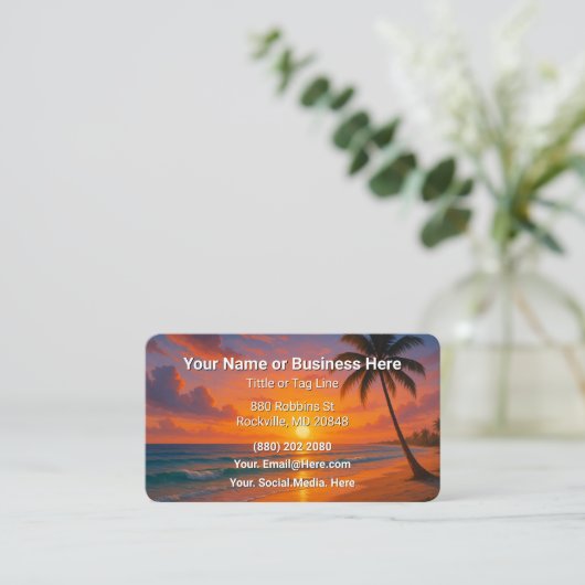 Beach and Palm Trees Business Card Personal 名刺 (スタンド正面)